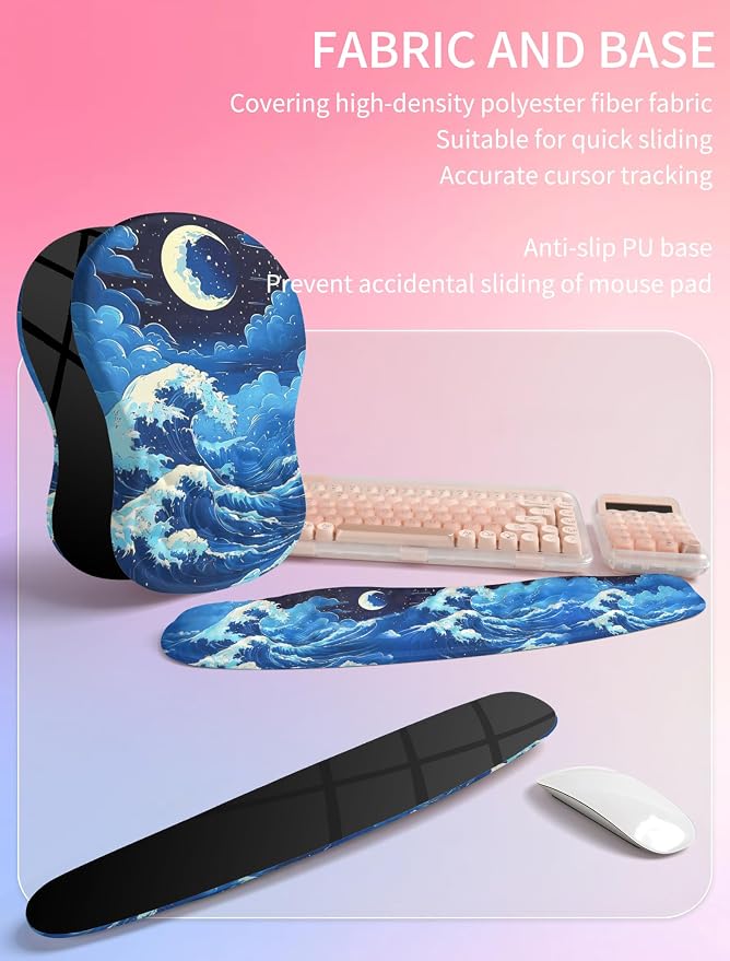 Hokafenle 2in1 Combination, Wave Keyboard Wrist Rest and Ergonomic Curvature - Image 6