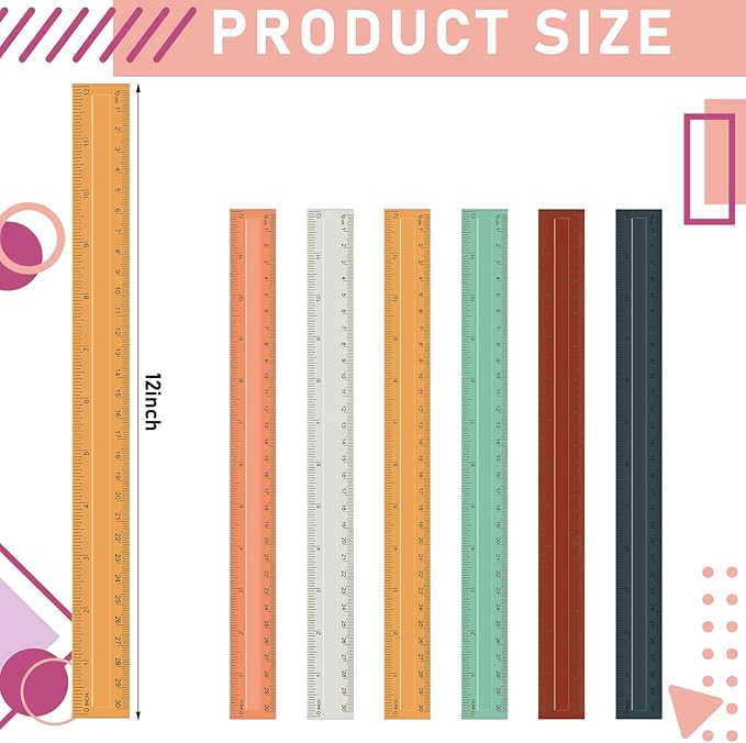 240 Pcs 12 Inch Plastic Rulers Bulk, Back to School Supplies, Assorted Colored Flexible Metric Rulers with Centimeters and Inches Measuring Tool for School Classroom Students(Boho)-DeskLoop Office