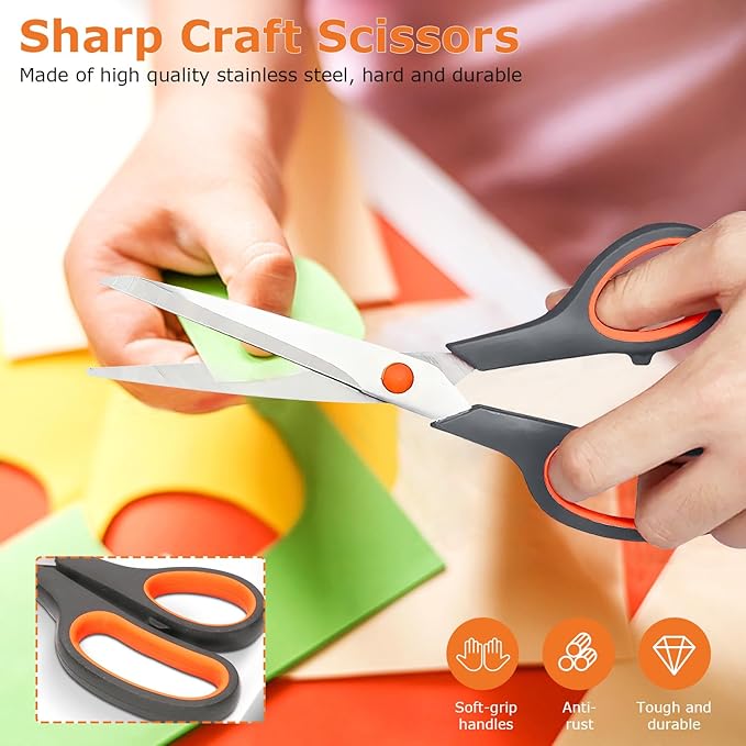 Professional Paper Cutting Scissors 4 Pack, Office Craft Scissors Set with Ultra Sharp Blades for Adults, Art Projects, Gift Wrapping-DeskLoop Office
