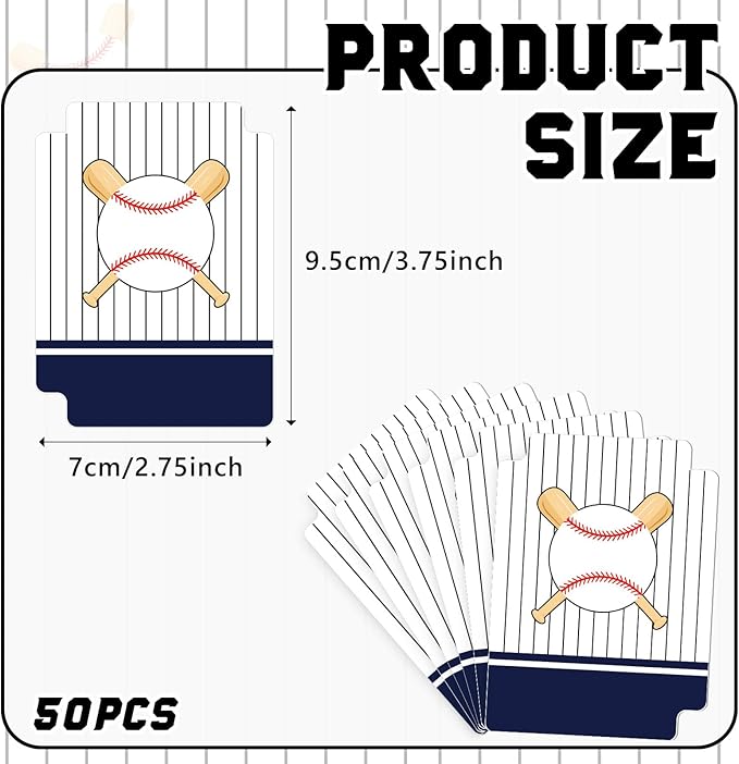 50pcs Baseball Team Card Dividers Plastic Index Card Storage Dividers with Tabs for Boys Men Gifts Card Separators for Organizing Sports Recipe Game Card-DeskLoop Office