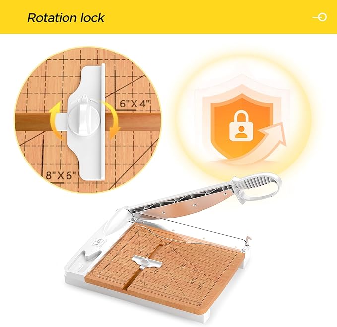 12 Inch Wood Guillotine Paper Cutter, Heavy Duty Wood Base Paper Trimmer with 32 Sheets Paper Cutting Board for Classroom, Crafting, Cardstock, Art Projects (White)-DeskLoop Office