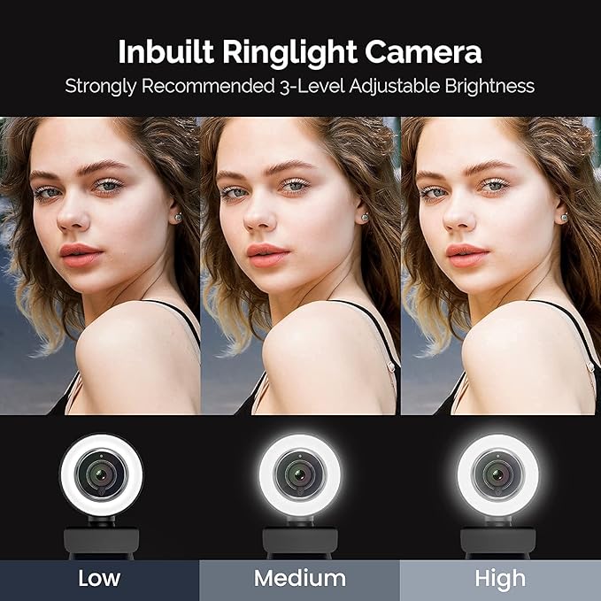 PC Webcam for Streaming HD 1080P, 960A USB Pro Computer Web Camera Video Cam for Mac Windows Laptop Conferencing Gaming Webcam with Ring Light & Microphone-DeskLoop Office