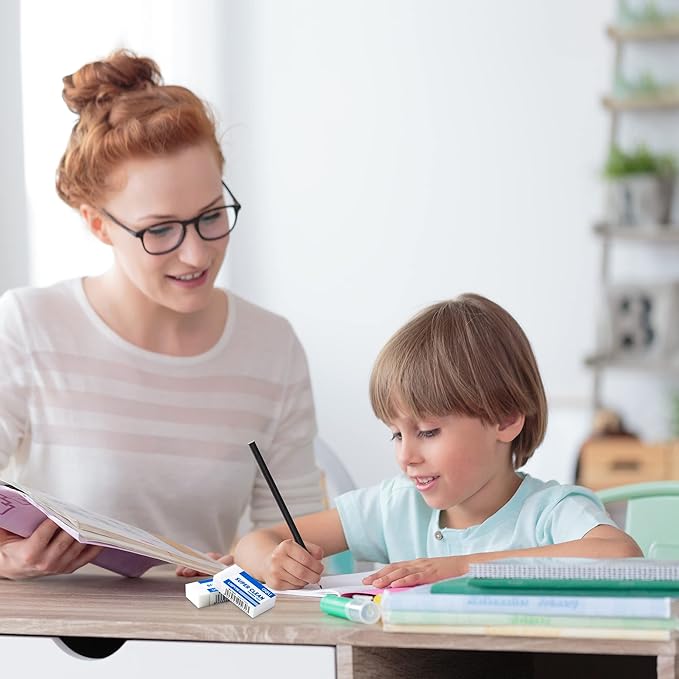 Deli Pencil Erasers, Pencil Eraser, 10 Pack, White Erasers, Erasers for Drawing, Kids, Artist, White, Large-DeskLoop Office