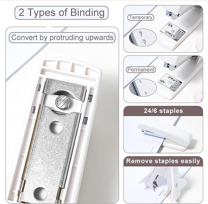 Desk Accessories with Pen Holder, Office Supplies Desk Organizers and Accessories, Tape Dispenser, Stapler, Staple Remover, Staples, Clips Set, Ruler, Scissor, Pen, Tape (White)-DeskLoop Office