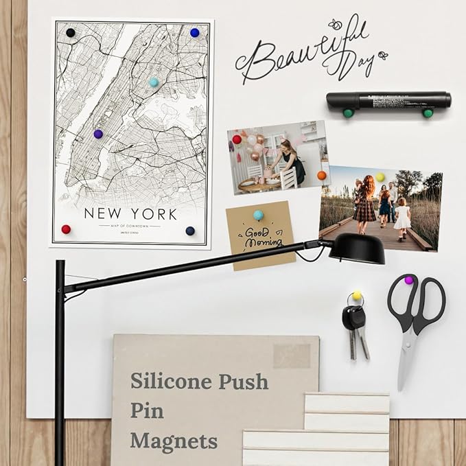 SMART&COOL Silicone Anti Scratch Push Pin Refrigerator Magnets, Thumbtack Magnets for Fridge, Dry Erase Board, Whiteboard, Office, Classroom, School (30 Pack, Multi)-DeskLoop Office