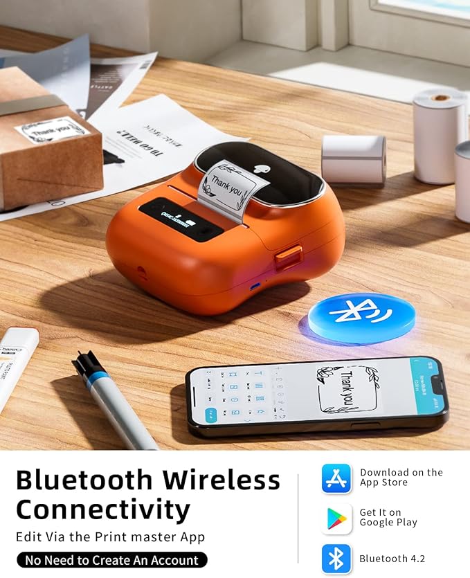 Phomemo M220 Label Maker, New Flagship Barcode Printer, 3.14 '' Bluetooth Thermal Label Printer, for Address, Mailing, Files,Small Printer Compatible with Android, iOS,with 3 Label, 80mm-DeskLoop Office
