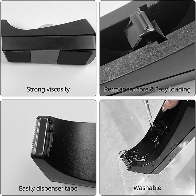 10 Pack Desktop Tape Dispenser Bulk Black Tape Roll Dispenser Non Skid Base Desk Tape Holder for Office School Home (Tape Not Included)-DeskLoop Office