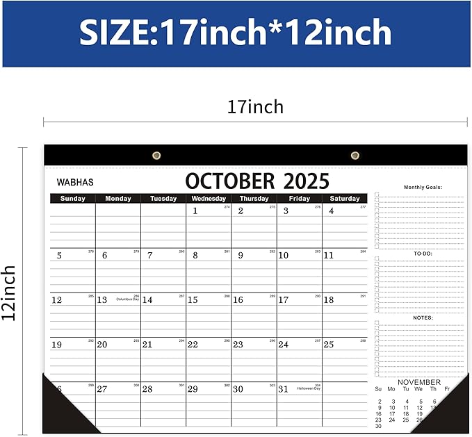Desk Calendar 2025-2026,October 2025 to March 2027, Calendar 2025-2026 with to-do list,Desk Calendar 2026-18 Months,17" x 12" for Home or Office.-DeskLoop Office