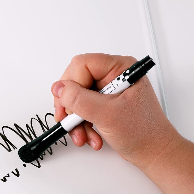 Glassboard Studio Black Fine Tip Dry Erase Markers Bulk 36-Pack with Magnetic Eraser Cap and Low Odor Ink for White Boards at School, Work, or Home-DeskLoop Office