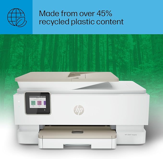 HP ENVY Inspire 7955e Wireless Color Inkjet Printer, Print, scan, copy, Easy setup, Mobile printing, Best-for home, 3 month Instant Ink trial included, White-DeskLoop Office