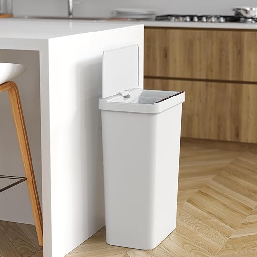 iTouchless Prime 13.2 Gallon Sensor Trash Can, Slim and Space-Saving, Durable Dent-Proof Construction, Automatic Bin White Color Great for Kitchen, Home, Office, Business, Garage, Plastic-DeskLoop Office