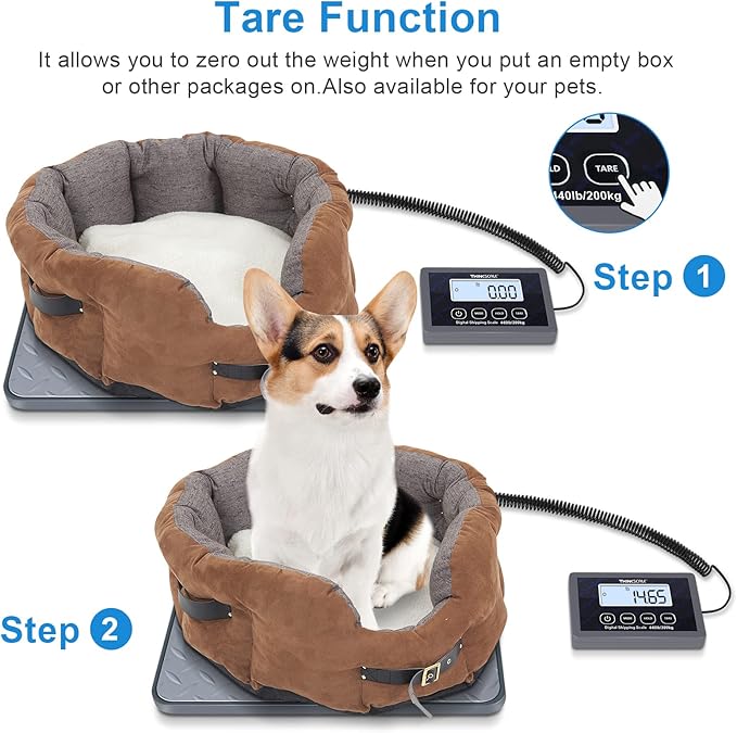 THINKSCALE Shipping Scale, 440 lbs/1 oz Highly Accurate Postal Scale with Hold/Tare/LCD Display, Lightweight Digital Postage Scale for Packages/Luggage/Post Office/Dog, Battery & AC Adapter Included-DeskLoop Office