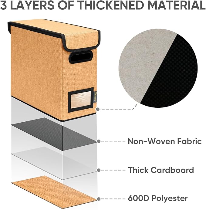 BALEINE File Organizer Box with Lid, Collapsible File Folder Organizer with Plastic Slide, Hanging File Folder Box for Office Document Storage (2 Pack, Orange, S)-DeskLoop Office