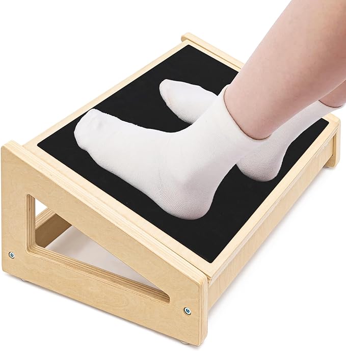 WOOD CITY Foot Rest for Under Desk at Work, 3 Heights Adjustable Footrest with Silicone Surface, 2 in 1 Foot Stool Improve Posture, Reduce Fatigue & Pain, Ideal for Home/Office/Gaming (Natural)-DeskLoop Office