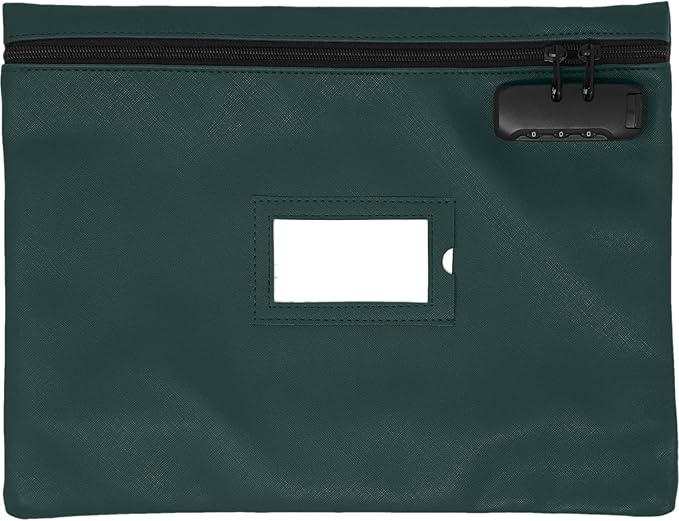 Notary Bag with Lock | 14x11 inch | Green | Zipper Notary Supplies Bag | Locking Notary Bag for Notary Kit, Stamp, Embosser, Ink Pad, and Valuables | Locking Document Bag | Journal Carrying Case-DeskLoop Office