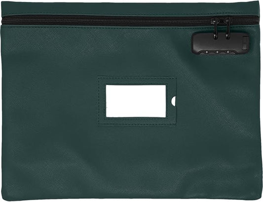 Notary Bag with Lock | 14x11 inch | Green | Zipper Notary Supplies Bag | Locking Notary Bag for Notary Kit, Stamp, Embosser, Ink Pad, and Valuables | Locking Document Bag | Journal Carrying Case-DeskLoop Office