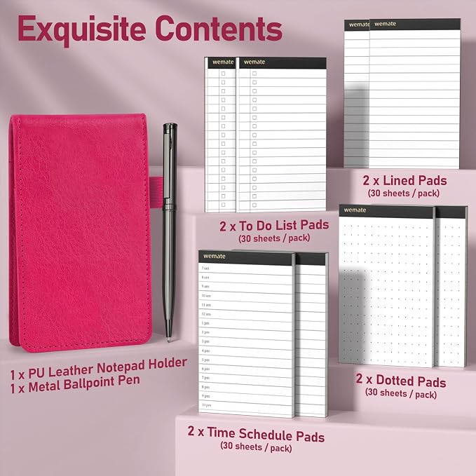 WEMATE 10 Pieces Small Notepad Holder Set Pocket Notebook - Image 8