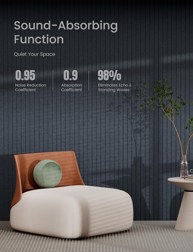 Bumusty Large Cork Board Alternative-47 x35 Felt Bulletin Board, with 30 Pushpins, 70 Adhesive Tabs, 12-Pack Slat Wall Paneling, Cork Boards for Office Push Pin Board Felt Board-Deep Charcoal Blue-DeskLoop Office