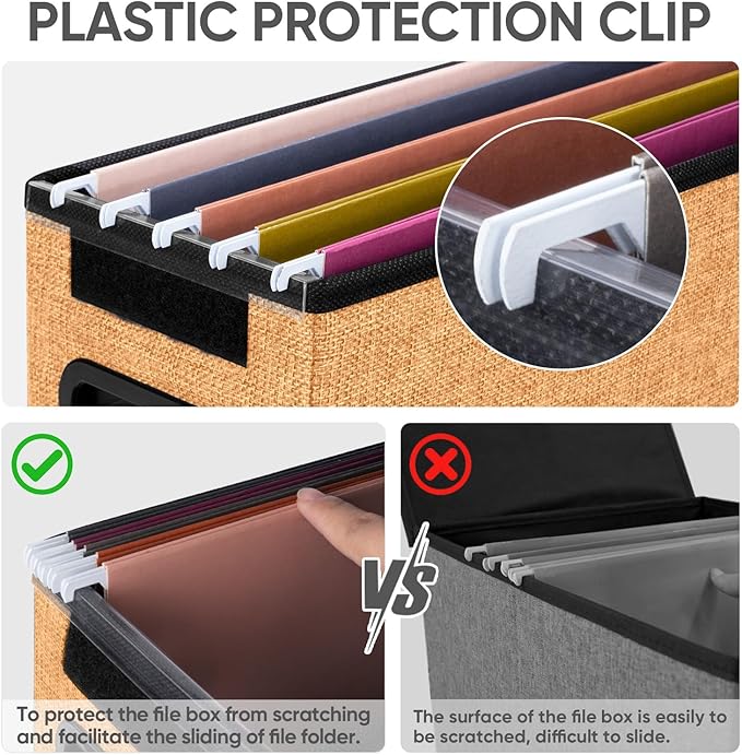 BALEINE File Organizer Box with Lid, Collapsible File Folder Organizer with Plastic Slide, Hanging File Folder Box for Office Document Storage (1 Pack, Orange, S)-DeskLoop Office