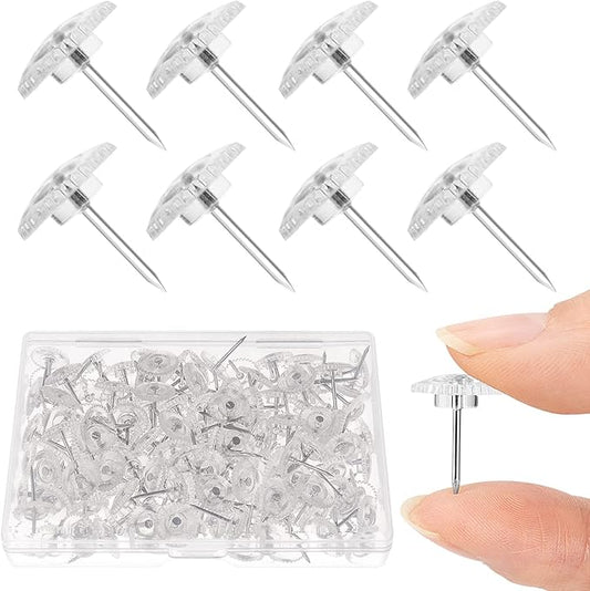 150PCS Clear Thumb Tacks - Standard Push Pins With Steel Points and Transparent Plastic Heads for Bulletin Boards, Crafts, and Office Organization-DeskLoop Office