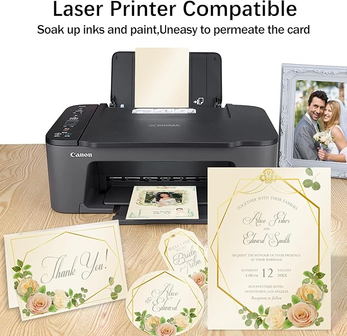 100 Sheets Cream Shimmer Cardstock 8.5 x 11 Off White Paper, Goefun 80lb Ivory Card Stock Printer Paper for Invitations, Certificates, Crafts, Card Making-DeskLoop Office