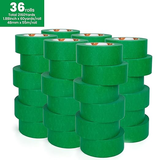 Green Painters Tape Multi-Surface Masking Tape 1.88 inch x 60 Yard, Indoor and Outdoor Painting Tape, Residue Free Easy Removal with Sharp Lines, Paint Tape for Walls, Auto, Home, 36Rolls-DeskLoop Office