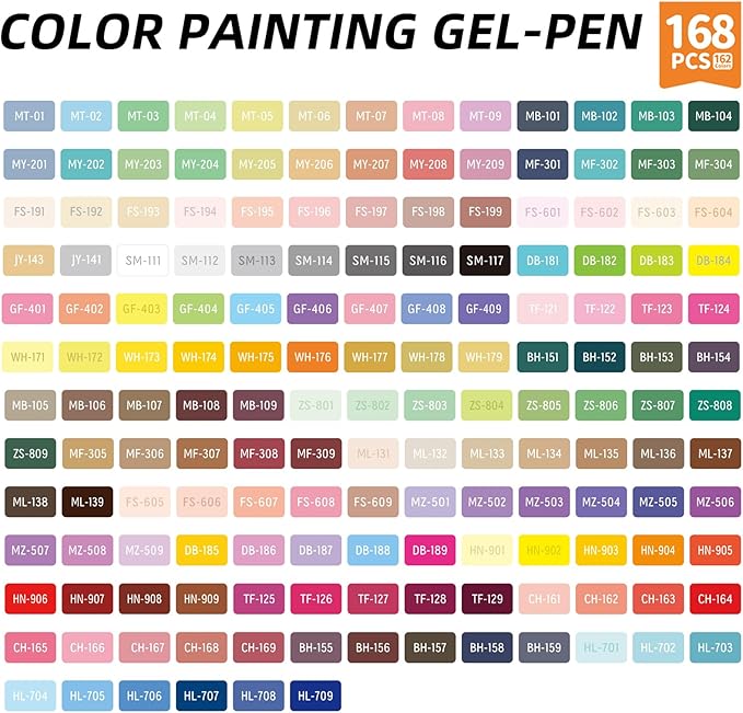 Gel Pens For Coloring, 168 Pack Colored Pens for Black Paper & White Paper, 0.6MM Fine Point Pens for Coloring, Writing, Drawing, Journaling, Note Taking, School, Office, Home-DeskLoop Office