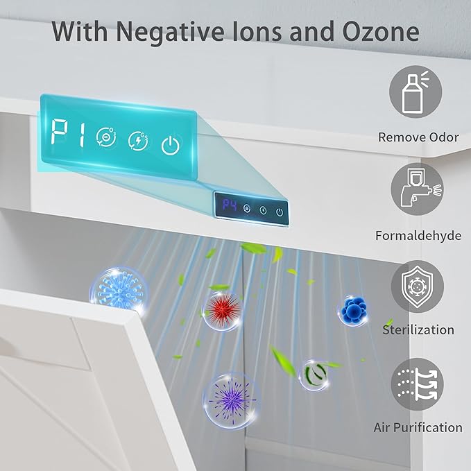 VECELO Tilt Out Kitchen Trash Bin Cabinet, Dog Proof Garbage Can with Wood Holder Free Standing Recycling, White-DeskLoop Office