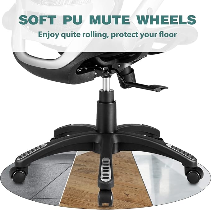 GABRYLLY Ergonomic Office Chair, High Back Home Desk Chair with Headrest, Flip-Up Arms, 90-120° Tilt Lock and Wide Cushion, Big and Tall Mesh Chairs for Man Woman, Black Task Chair(Dark Woodgrain)-DeskLoop Office