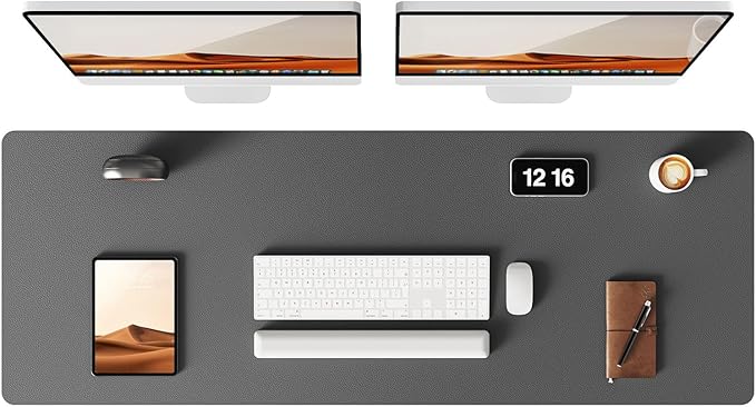 YSAGi Leather Desk Pad Protector, Office Desk Mat, Large Mouse Pad, Non-Slip PU Leather Desk Blotter, Laptop Desk Pad, Waterproof Desk Writing Pad for Office and Home (Dark Grey, 47" x 17")-DeskLoop Office