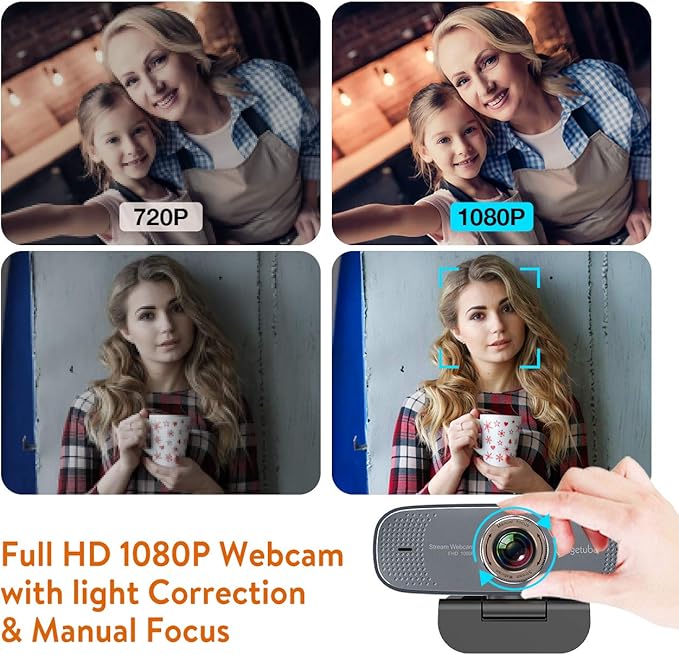 Angetube 1080P Web Camera for Computer HD Webcam with Microphone - USB PC Camera with 90-Degree Wide Angle, Plug and Play for Zoom | Skype | Teams | Streaming | Video Calling-DeskLoop Office