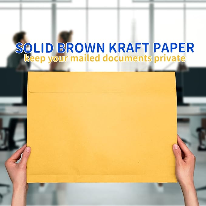 20 Pcs 12 x 16 x 1.6 Inch Large Expandable Catalog Envelopes Manilla Kraft Peel and Seal Envelopes Light Large Mailing for Office Home Documents Magazines Photos Storage Organizing (Yellow)-DeskLoop Office