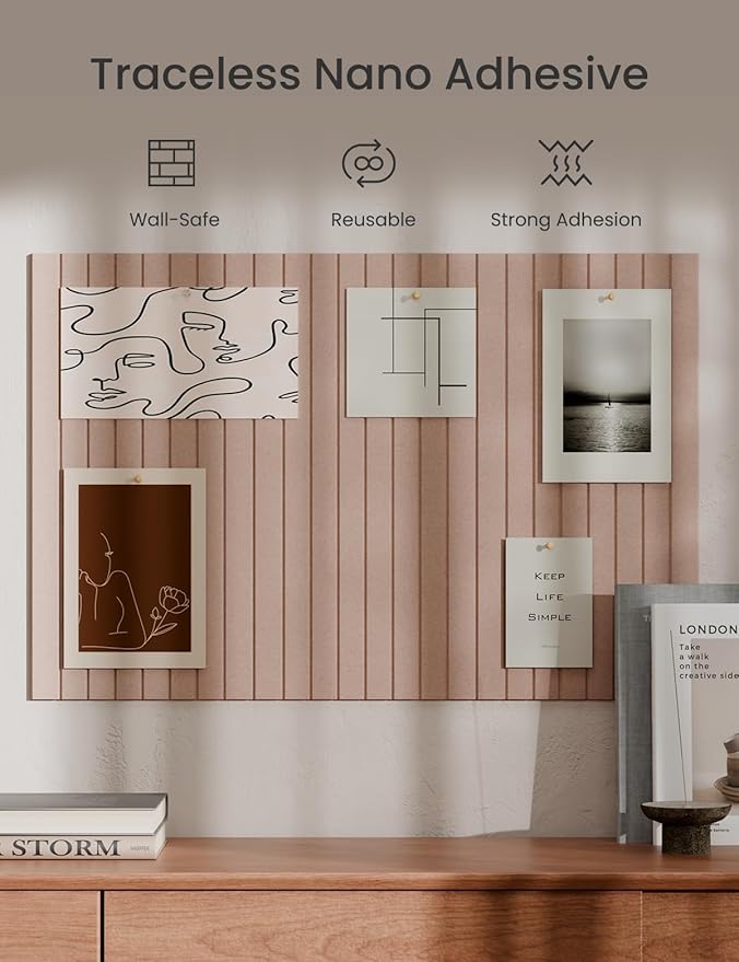 Bumusty Large Cork Board Alternative-36 x24 Felt Bulletin Board Tiles, with 30 Pushpins, 40 Adhesive Tabs, 6-Pack Slat Wall Paneling, Cork Boards for Office Push Pin Board Felt Board-Coral-DeskLoop Office