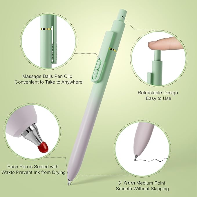 8Pcs Gel Pens with Black Ink, Fine Point Smooth Writing Pens, Quick-dry Gel Retractable Pens for Journaling Note Taking, Cute Office School Supplies for Adults Kids (0.7mm, Gradient)-DeskLoop Office