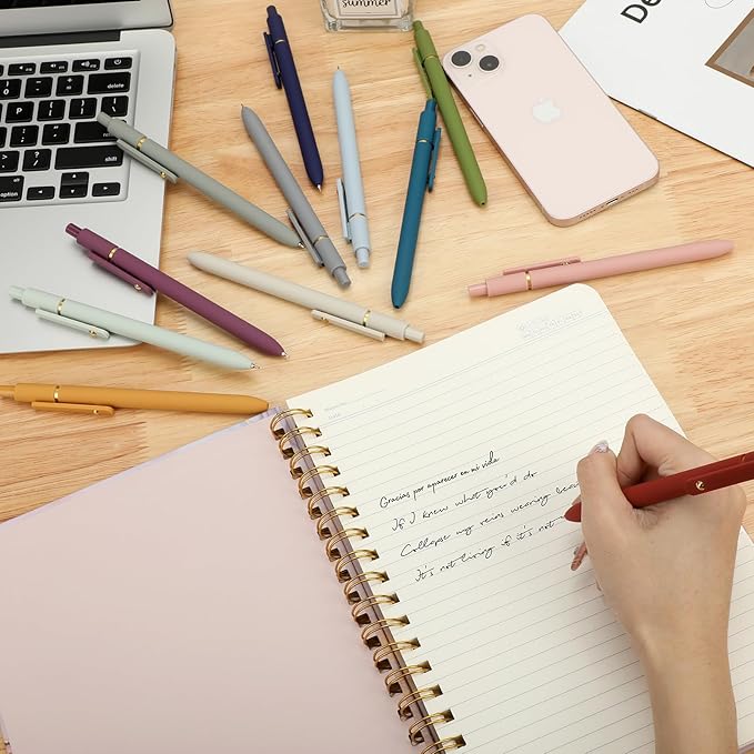 Ddaowanx Gel Pens, 12 Pcs 0.5mm Quick Dry Black Ink Pens Fine Point Smooth Writing Pens, Cute Office School Supplies Gifts for Women (12 Pcs Vintage+Morandi-Black Ink)-DeskLoop Office