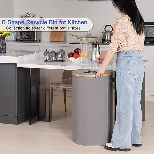 efluky Recycling Bin for Kitchen 100L, 26 Gallon Recycle Bins for Indoor Outdoor Home Use with 2 Removeable and Reusable Inner Bags, Tall Recycle bin for Bottle Can Plastice Stickers (Grey)-DeskLoop Office