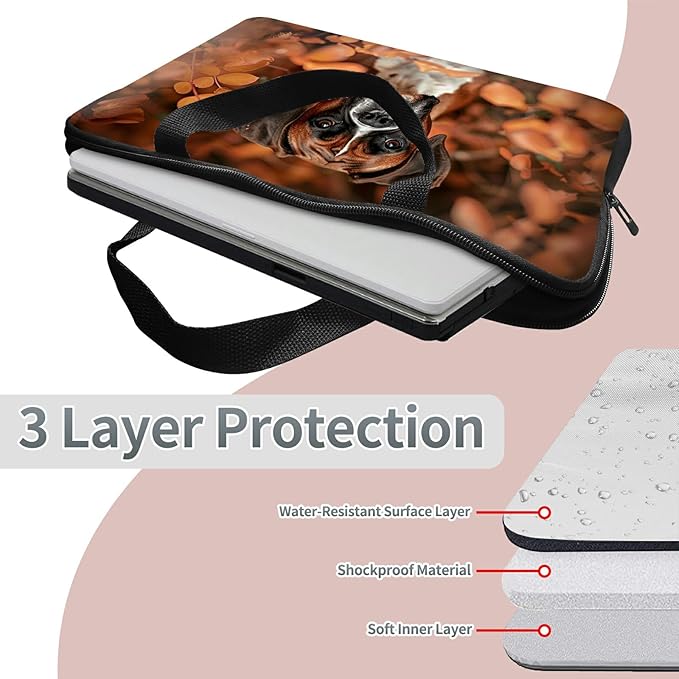 Laptop Sleeve Case Bag 15 inch, Dog Autumn Slim Carrying Case Durable Handbag Travel Laptop Bag for 15 inch MacBook Air M3/M2/15 Pro/Surface Laptop 7/6/5/4/3/ Dell XPS 15 Plus