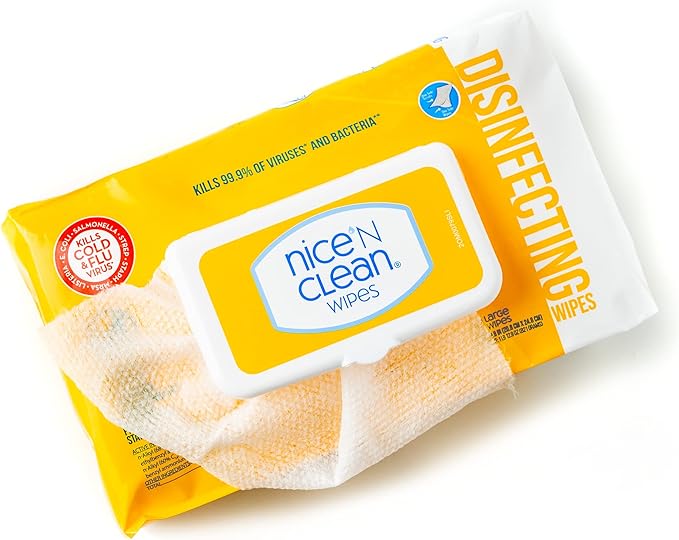 Nice 'N Clean Disinfecting Surface Wipes 72ct | Cleans & Disinfects Home & Kitchen Surfaces | Lemon Scent-DeskLoop Office