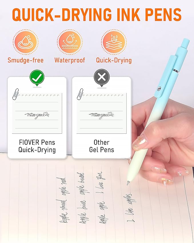 FIOVER Gel Pens, 5pcs Black Ink Medium Point 0.7mm Smooth Writing Pens with Comfort Grip, Aesthetic Ballpoint for Journaling School Office Supplies, Gifts for Women Men(5PCS Gradient Black Ink)-DeskLoop Office