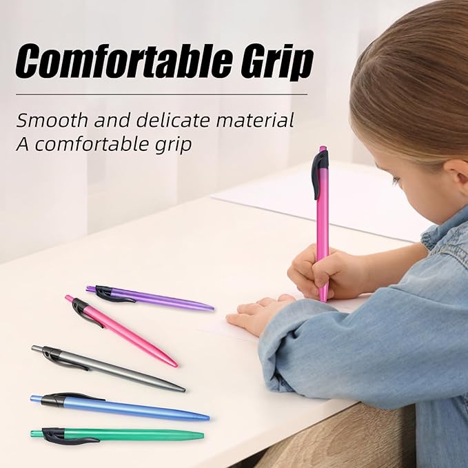 Yuxingrong Retractable Black Ballpoint Pen for Smooth Writing 1.0mm Medium Pack of 50, click pens with comfort grip, Idea for Journaling, Planner, Note Taking-DeskLoop Office