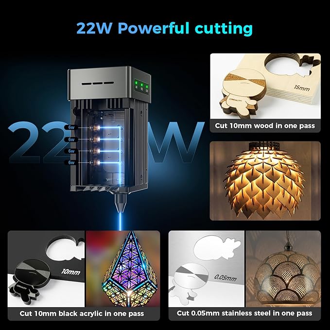 Creality Laser Engraver Faclon2 Pro S 22W Desktop Diode Laser Cutter and Engraver Machine with Enclosure,Smart Camera,Air Assist, Auto Focus Engraving Machine-DeskLoop Office