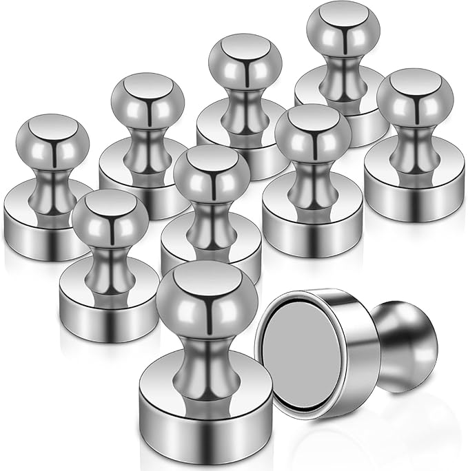10Pack Fridge Magnet, Push Pin, Strong Rare Earth Magnets for Whiteboard Refrigerator, Small Neodymium for Kitchen Home-DeskLoop Office