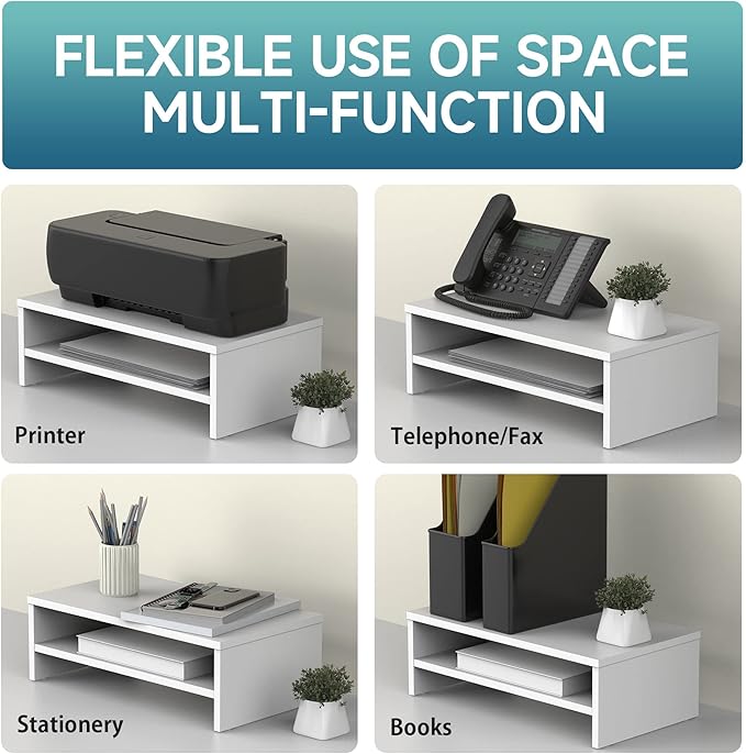 FITUEYES Monitor Stand - 2 Tier Computer Monitor Riser Shelf, Wood Desktop Stand for Laptop Computer Screen, Desk Organization, Office Supplies-DeskLoop Office