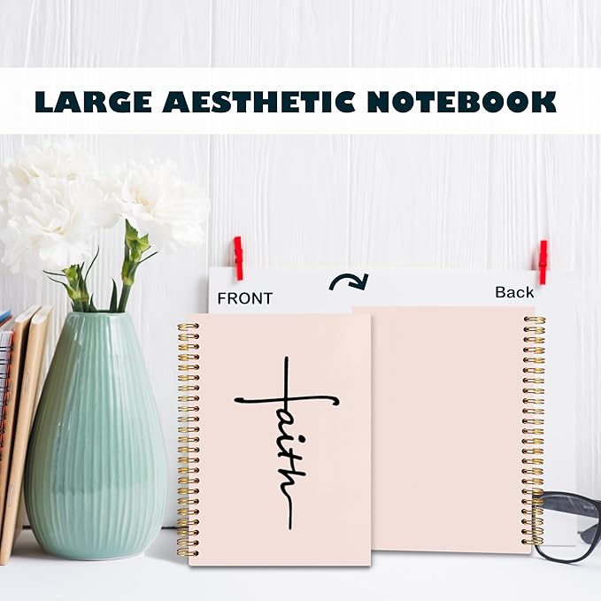 BearCake Faith Journal, Christian Notebook, Christian Gifts for Women, Bible Notebooks for Note Taking, Bible Journaling Notebook, Prayer Journal, Hardcover Spiral Notebook 5.5x8.3-DeskLoop Office