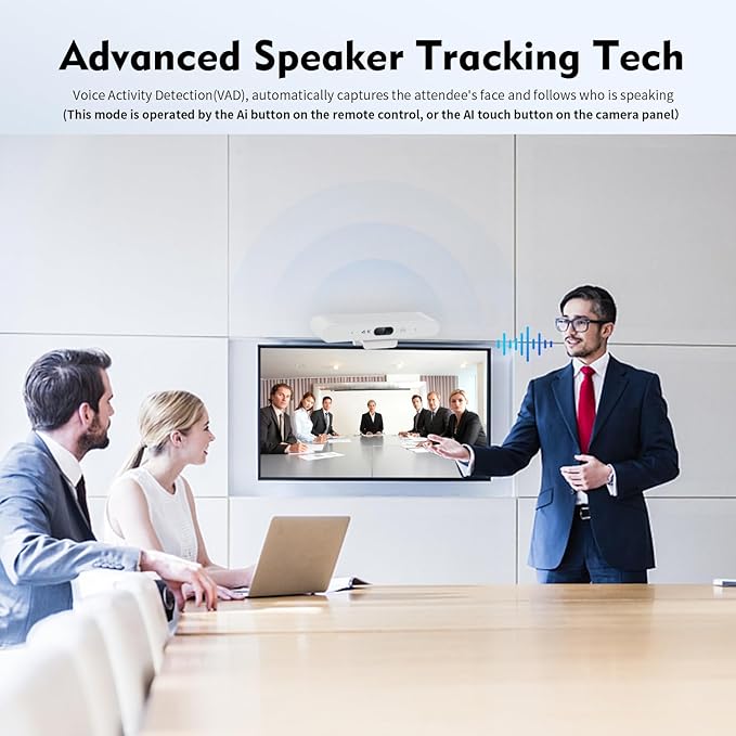 TOALLIN 4K Webcam with Microphone and Speaker, All-in-One Video Conferencing Camera, USB Video Bar, AI Auto-Framing & Speaker-Tracking, Conference Room Web Camera for Laptop, Meetings, Video Calls-DeskLoop Office