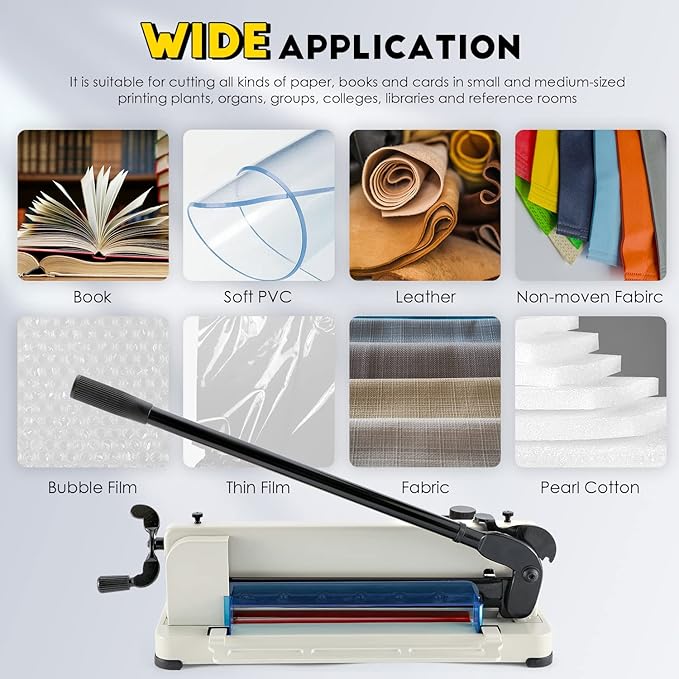 CGOLDENWALL Heavy Duty Paper Cutter A4 12" Paper Guillotine Cutter, Max. 400 Sheets, 0.02mm Cutting Accuracy, Suitable for Offices Production Leather Fabrics-DeskLoop Office