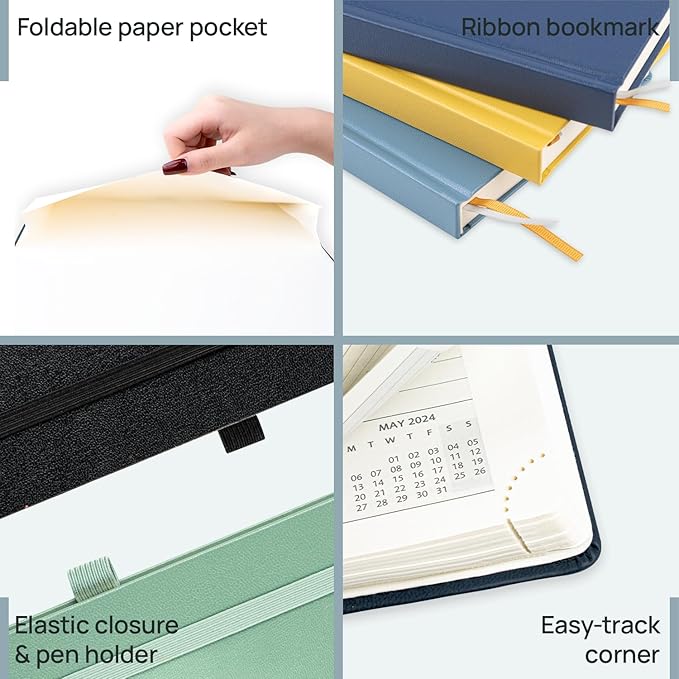 POPRUN 2026 Planner (Medium Size 8.5''x 6.5'' Hardcover) - Daily Weekly and Monthly Calendar Agenda 2026 Appointment Book with Hourly Time Slots, Monthly Tabs, 100 GSM - Midnight Green-DeskLoop Office