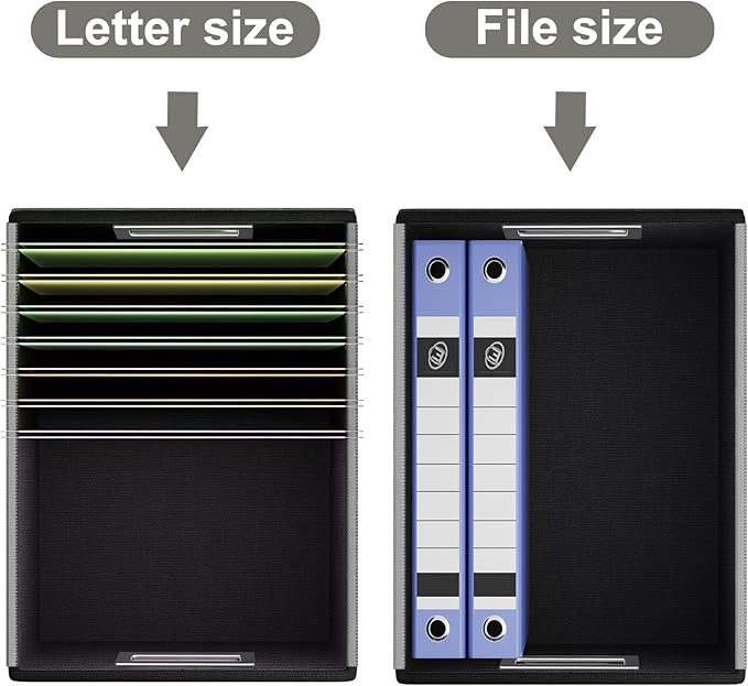 Huolewa Faux Leather File Organizer Box with Lid, Collapsible Hanging File Folder Box Organizer with Plastic Slides, Decorative Home/Office Filing System Boxes for File and Folders Storage-DeskLoop Office