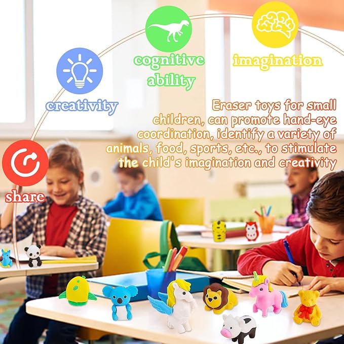 URSKYTOUS 35Pcs Animal Erasers Desk Pets - Image 9