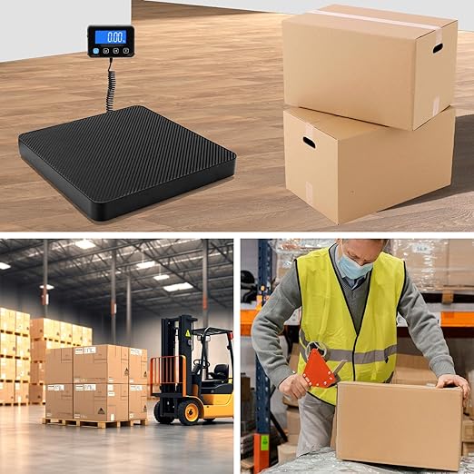 Digital Shipping Scale, 5g High Accuracy 440 lb Postal Scale with Hold and Tare Functions for Parcels/Luggage/Home, Silicone Surface, Extended LCD Display, Batteries and AC Adapter Included-DeskLoop Office